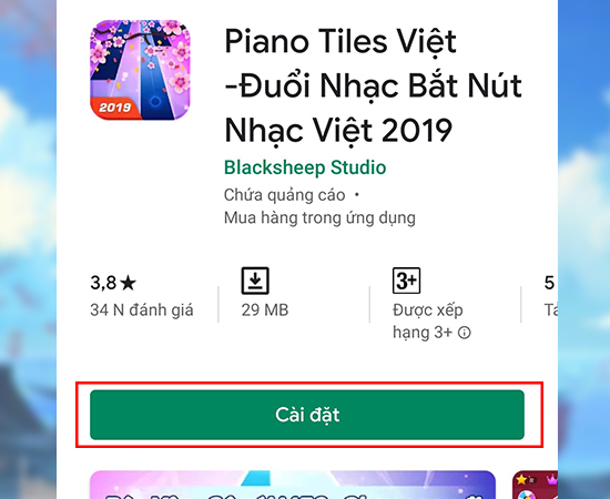 Bước 1: Tìm và tải về ứng dụng Piano Tiles Việt - Đuổi Nhạc Bắt Nút Nhạc Việt.