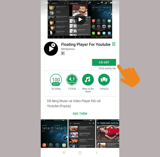 Tìm và tải về ứng dụng Floating Player For Youtube