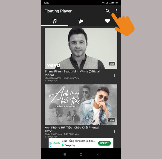 Chọn biểu tượng tìm kiếm 