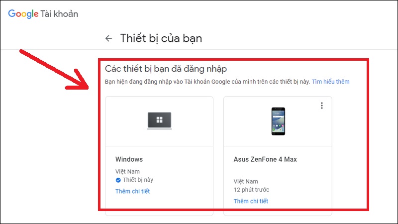 Xem thiết bị đăng nhập Gmail tại đây