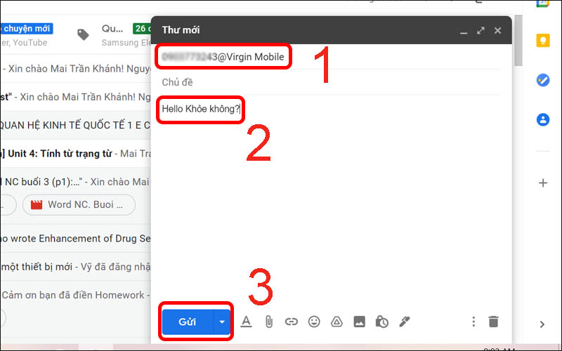 Sử dụng tài khoản Gmail để gửi tin nhắn