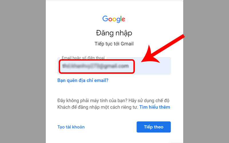 Đăng nhập vào tài khoản Gmail trên máy tính