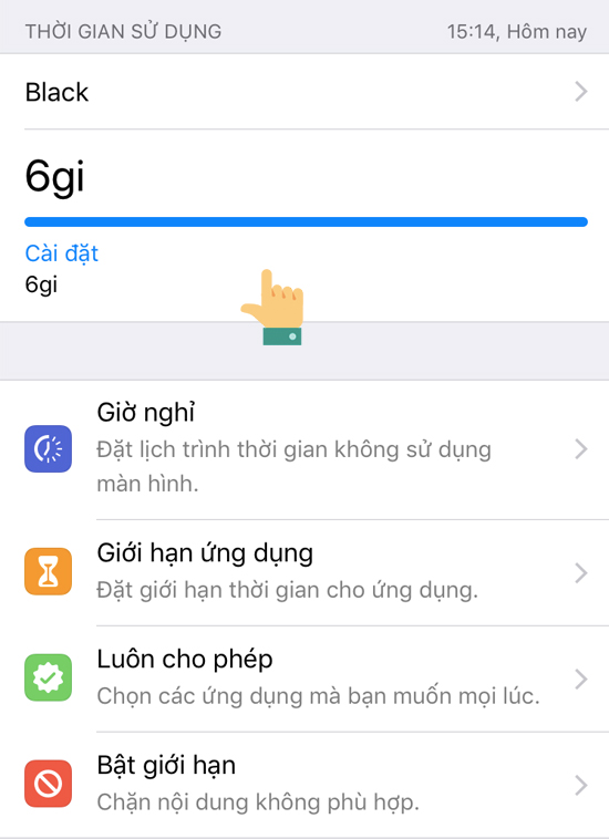 xem thời gian sử dụng của từng ứng dụng