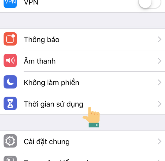 chọn thời gian sử dụng