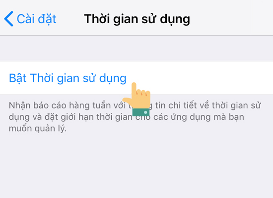 bật thời gian sử dụng