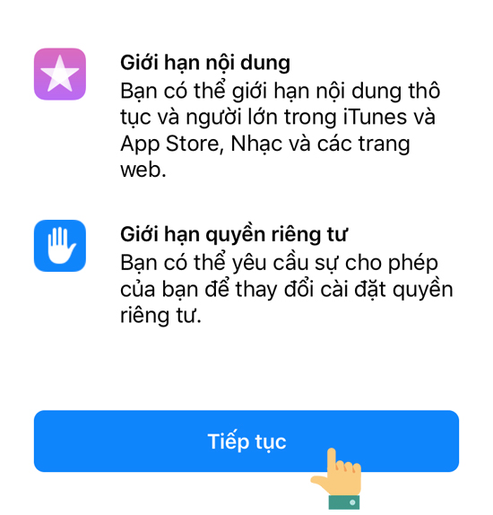 Chọn tiếp tục