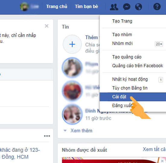 Chọn cài đặt