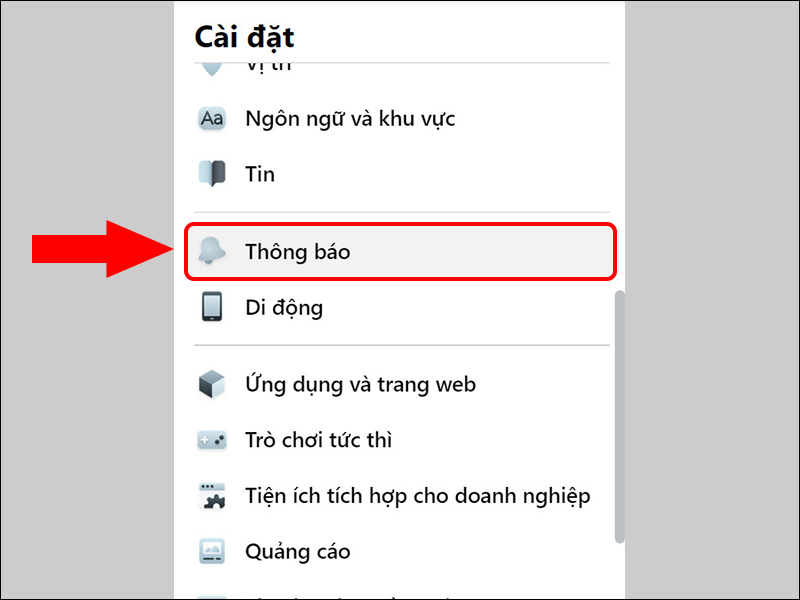 Cài đặt thông báo Facebook