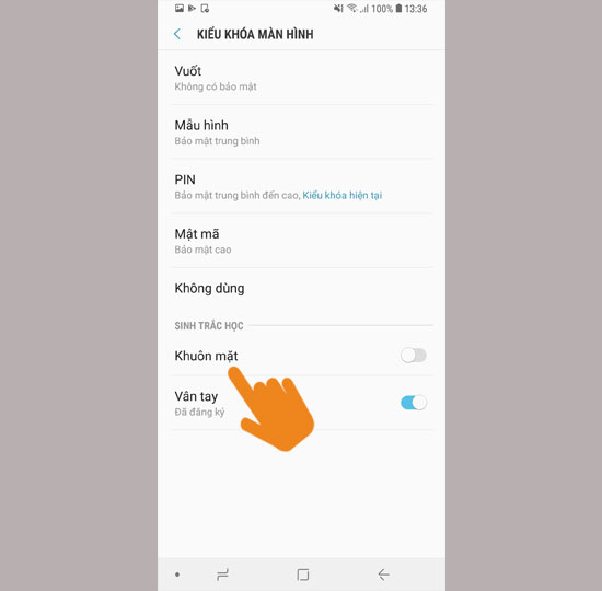 Chọn kiểu khóa màn hình