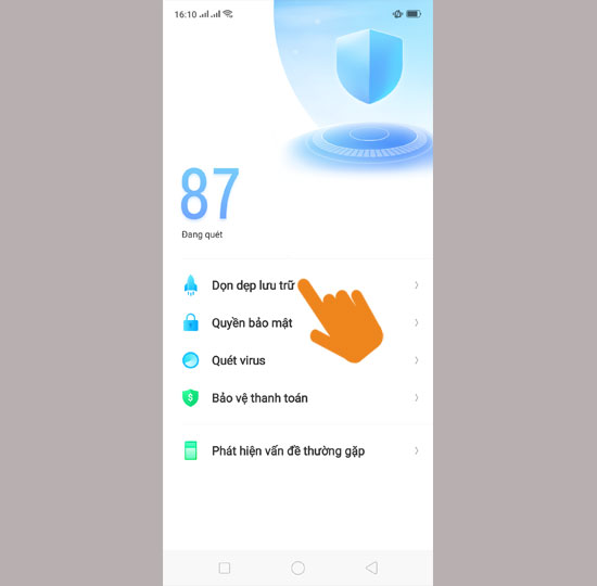 Chọn dọn dẹp lưu trữ (Clean Storage)