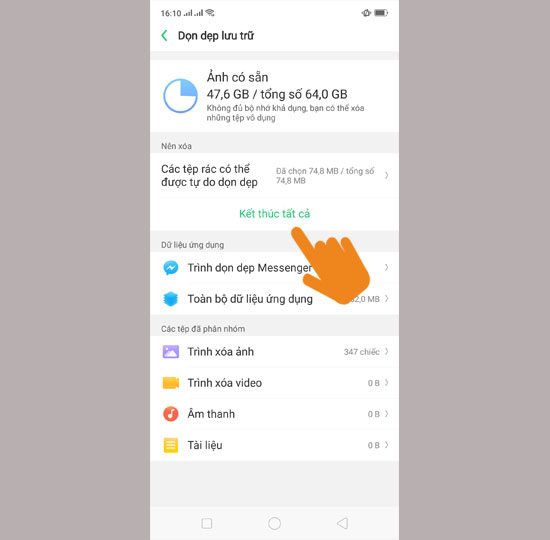 X&oacute;a tất cả c&aacute;c tệp tin r&aacute;c (Clear all)