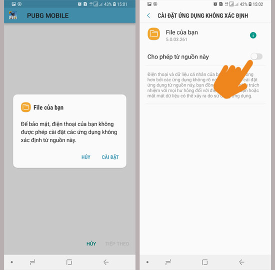 Cho phép ứng dụng từ nguồn ngoài