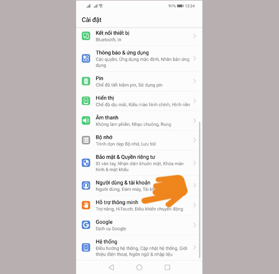 Cài đặt hỗ trợ thông minh