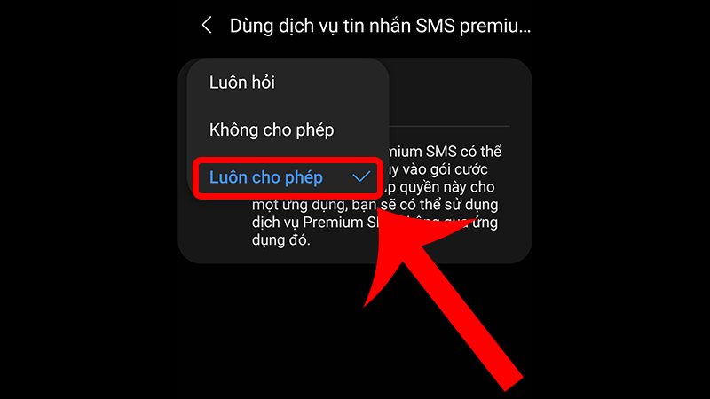 Luôn cho phép tính năng này hoạt động