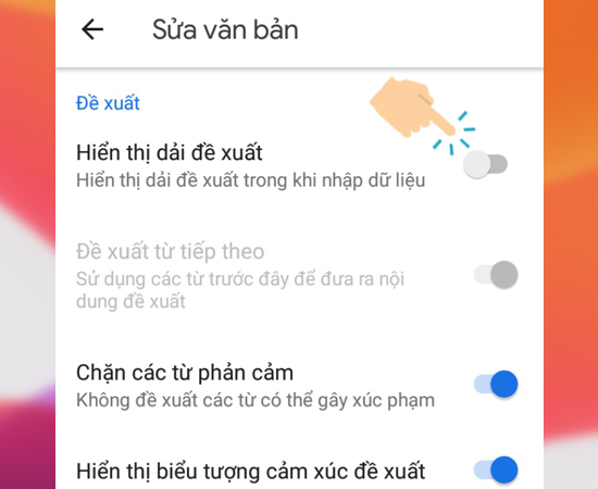 Bước 6: Cuối cùng bạn hãy tắt Hiển thị dải đề xuất.