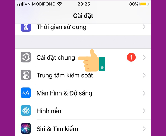 Bước 2: Tại giao diện Cài đặt, chọn Cài đặt chung.