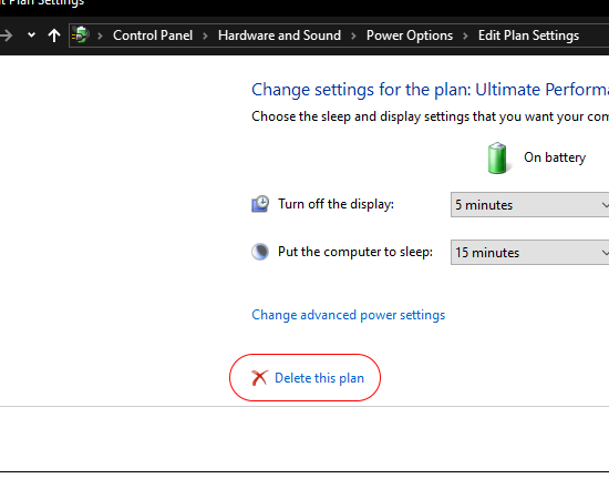 Chọn mục Delete this plan