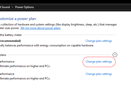 Nhấn chọn Change Plan Settings