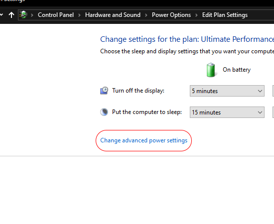 Sau đó bạn chọn Change advanced power settings.