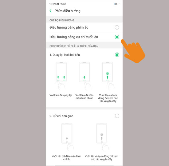 Chọn điều hướng bằng cử chỉ