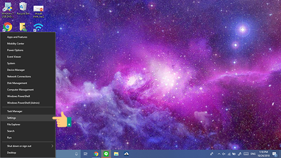 Click chuột phải vào biểu tượng 