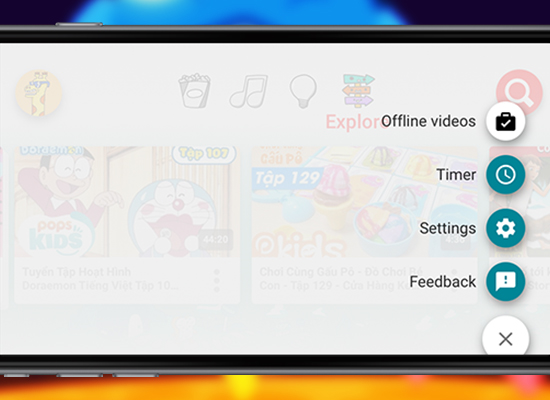 Các tùy chọn được cung cấp bao gồm video ngoại tuyến và hẹn giờ.