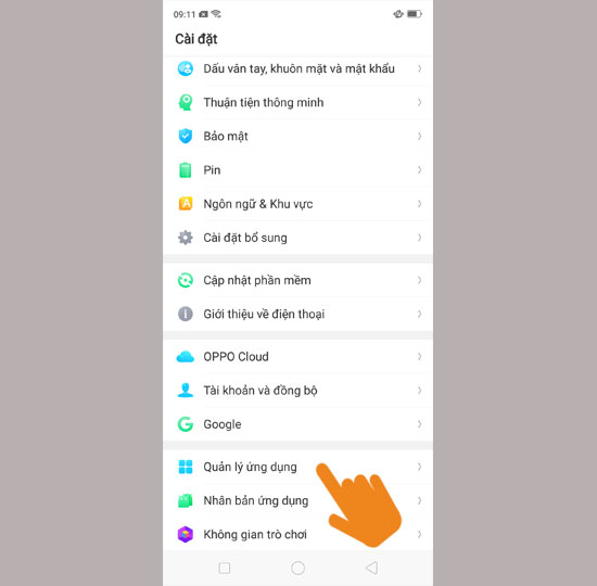 Cài đặt quản lý ứng dụng