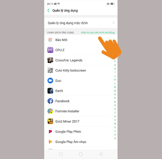 Hiện thị các tiến trình hệ thống