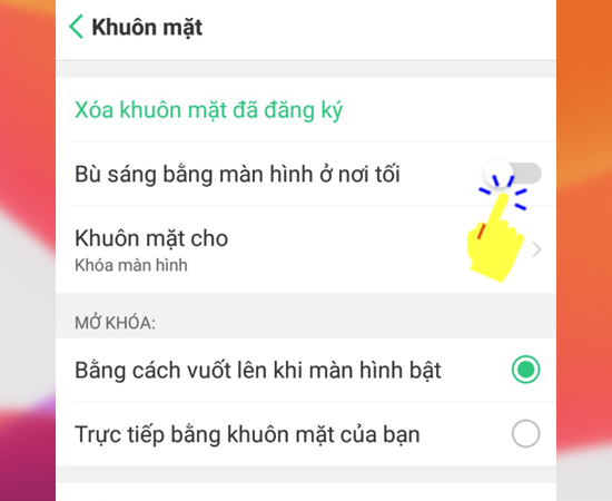 Bước 5: Tại đây bạn hãy làm theo hướng dẫn của máy và quét khuôn mặt để hoàn thành, sau đó bạn hãy bật bù sáng màn hình ở nơi tối để tăng khả năng nhận diện của máy.