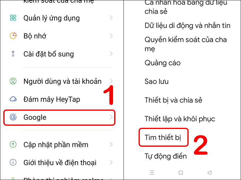 Chọn Tìm thiết bị trong Google