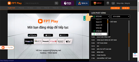 Sau đó click vào link bên trên và chọn kênh có bản quyền AFF Cup