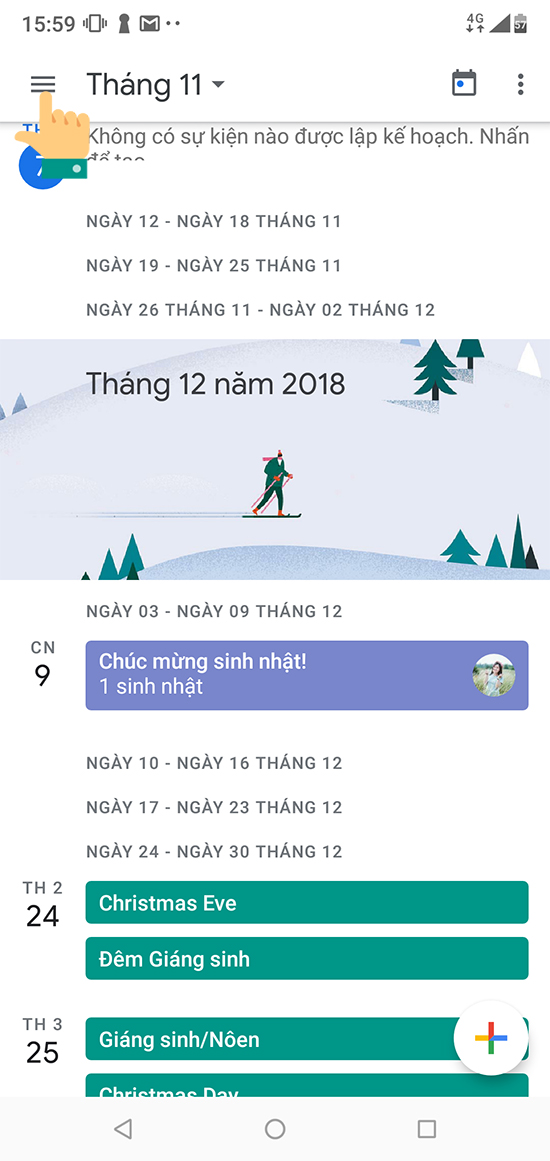 Chọn biểu tượng 3 thanh ngang bên trái màn hình.