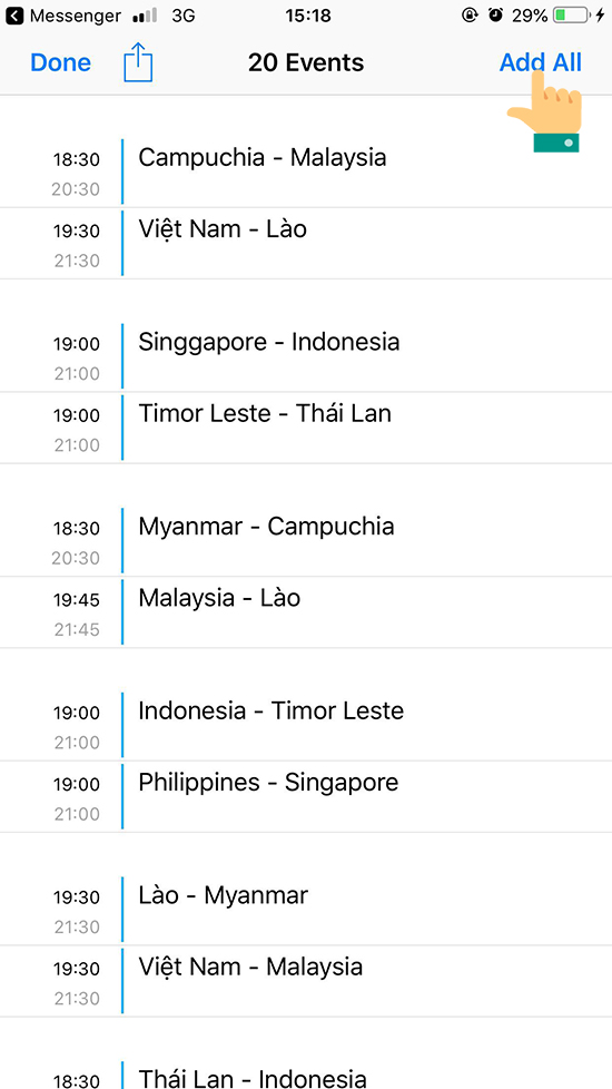 Các bạn truy cập Link bằng Safari. Lịch thi đấu hiện lên, các bạn chọn 