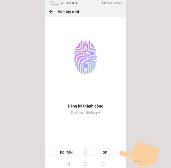 Đăng ký một vân tay