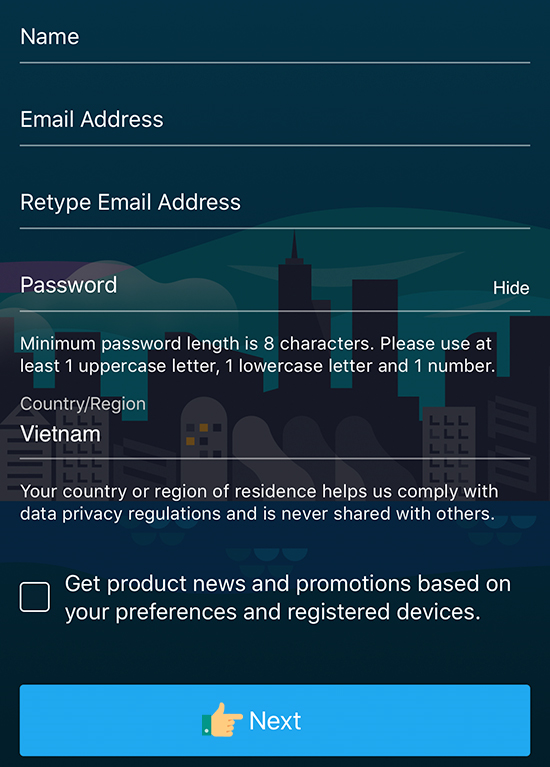 thiết lập th&ocirc;ng tin t&agrave;i khoản