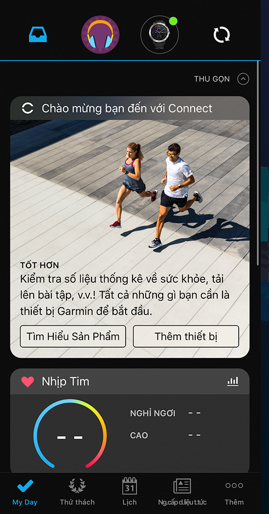 giao diện ứng dụng sau khi kết nối