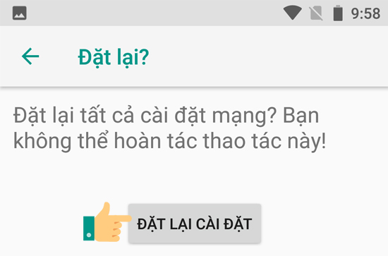 chọn đặt lại