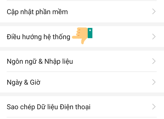 chọn điều hướng hệ thống