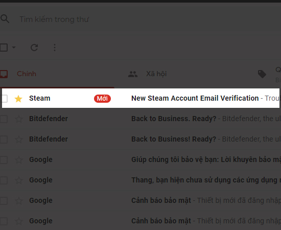 Bước 4: Click vào email mới từ steam để xác nhận tài khoản bằng cách nhấn vào creat my account