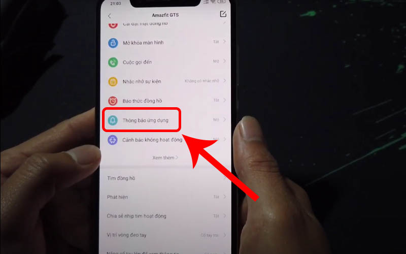 Chọn Thông báo ứng dụng