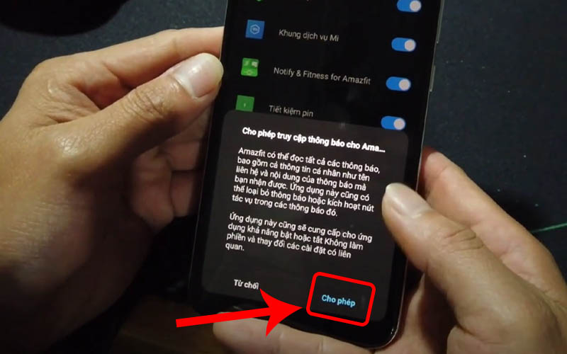 Nhấn Cho phép để cấp quyền cho ứng dụng