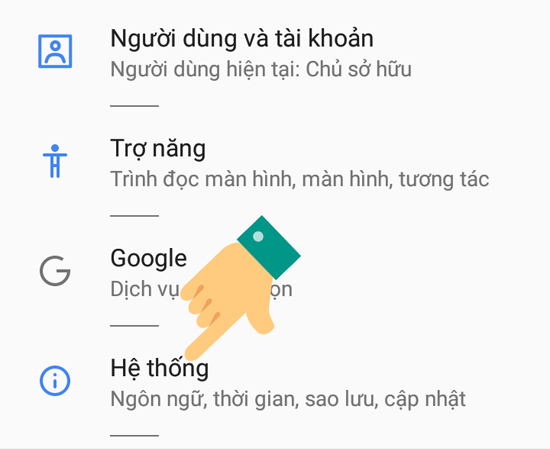 Bước 2: Tiếp tục chọn mục Hệ thống ở cuối c&ugrave;ng.
