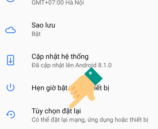 Bước 3: Chọn tiếp T&ugrave;y chọn đặt lại.