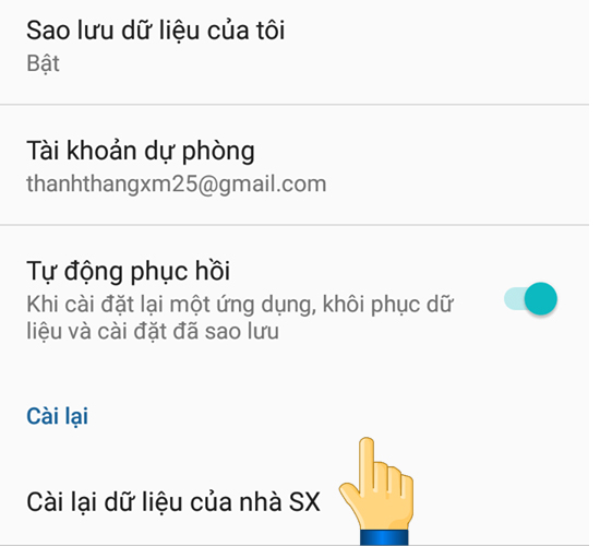 Bước 3: Chọn đặt lại về dữ liệu gốc.
