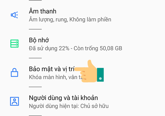 Chọn Bảo mật vị trí