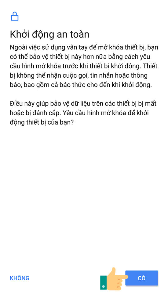 các bạn chọn Có để tiếp tục