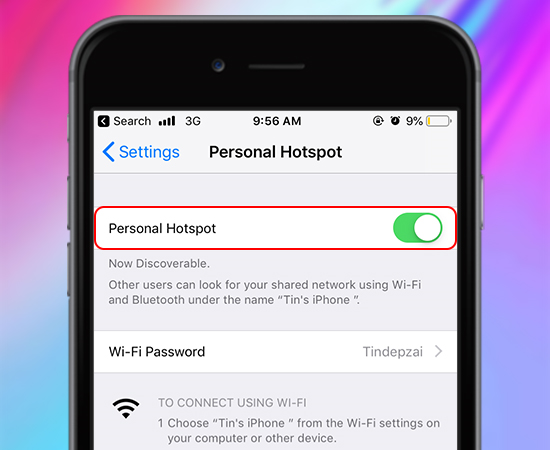 Bật Personal Hotspot