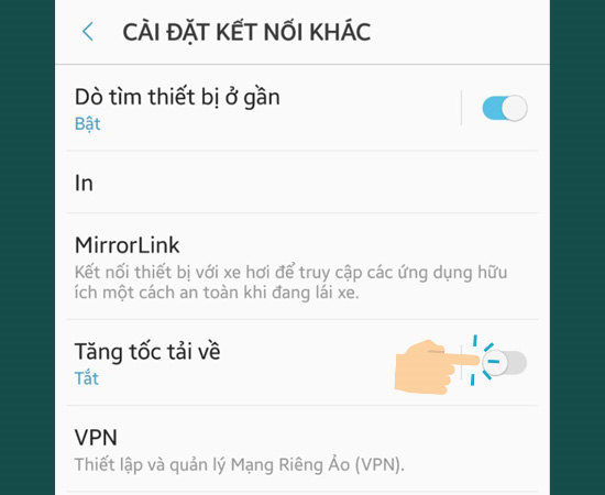 Bước 4: Cuối cùng chọn Tăng tốc tải về.