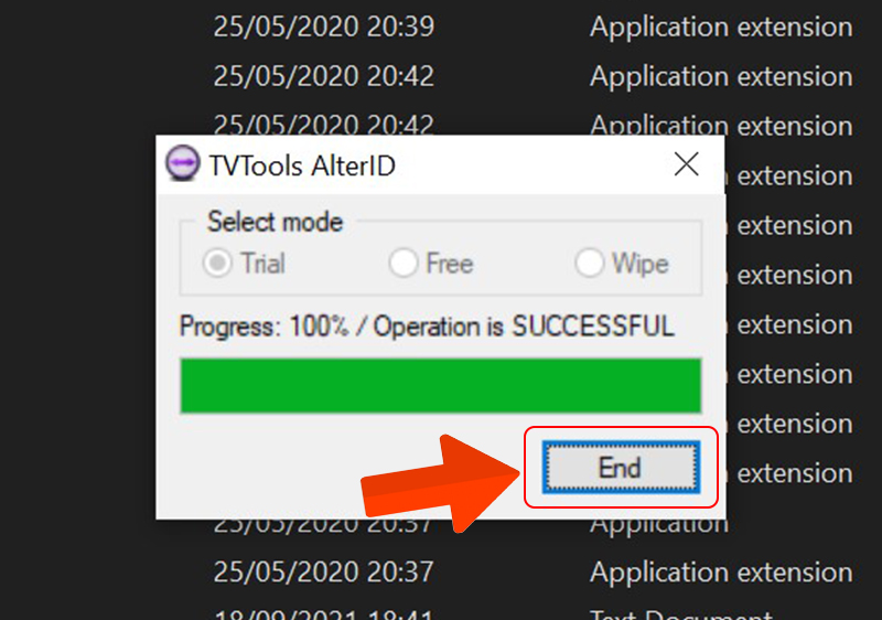 Select End to complete the installation