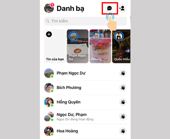 Chọn biểu tượng "Tin nhắn đang chờ"